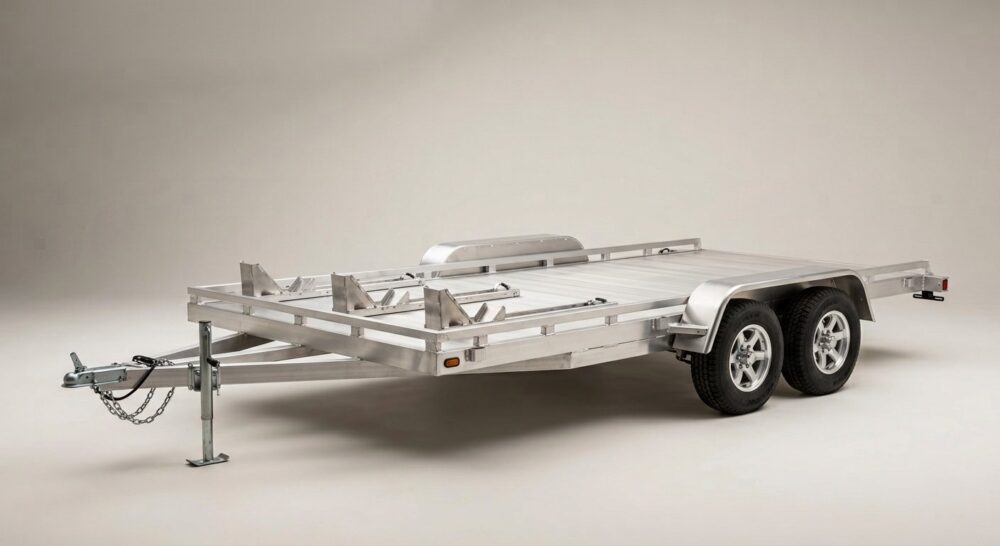 2008 Sno Pro 101in x 20ft Aluminium 4-Place ATV & Snowmobile Trailer