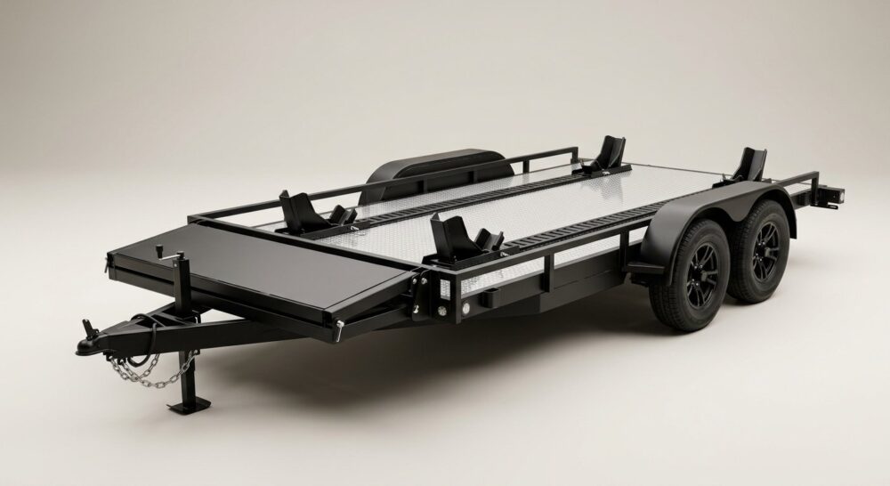 2021 Mission 101in x 12ft Aluminium 2-Place Crossover Trailer – Blackout Pack