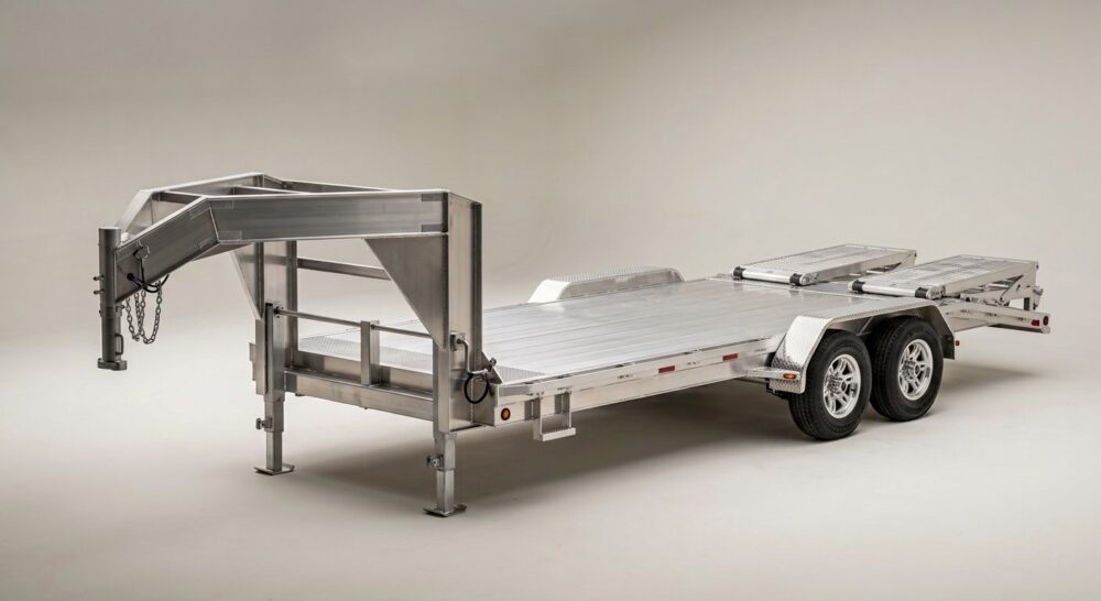 2024 Alum-Line 8.5ft x 24ft Aluminium Gooseneck Trailer – 5.9t Flip-Over Ramps