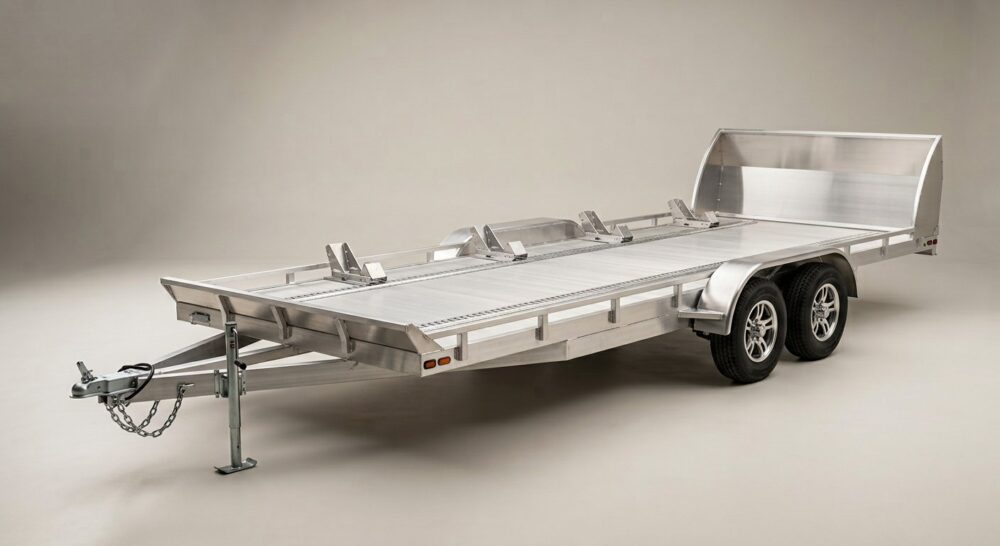 2024 E-Z Hauler 7ft x 24ft Aluminium 4-Place ATV Trailer with Rear Canopy