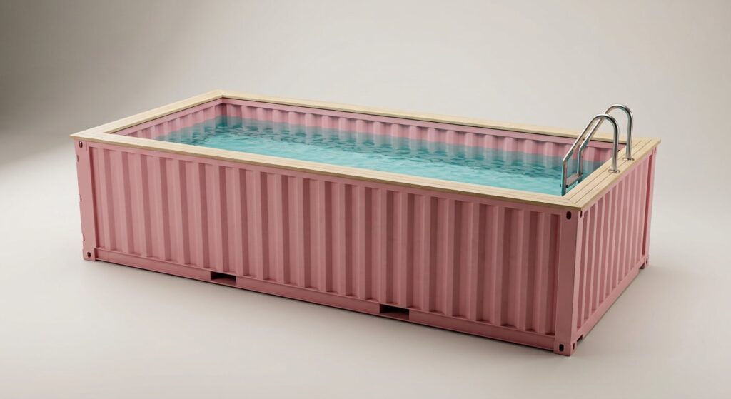 Priya using their 20ft Container Swimming Pool 6m Pink