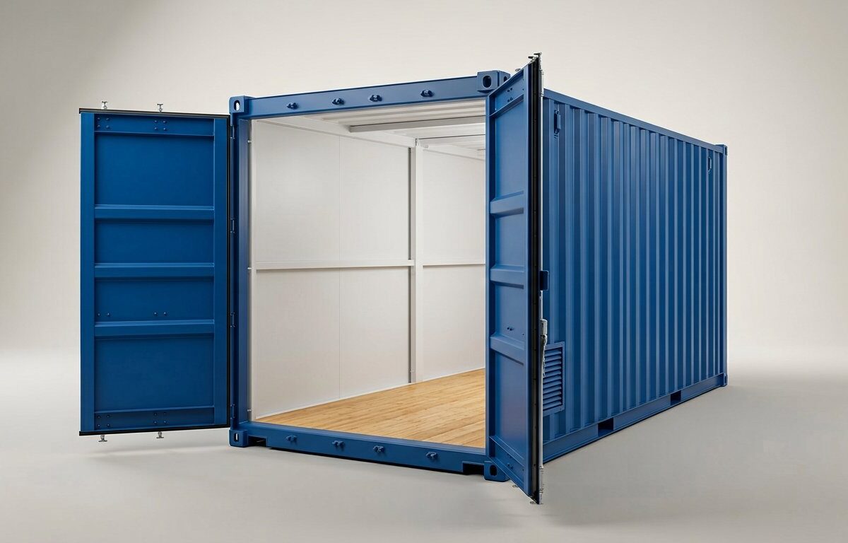 20ft Self Storage Container with Bamboo Floor – Blue (RAL 5010)