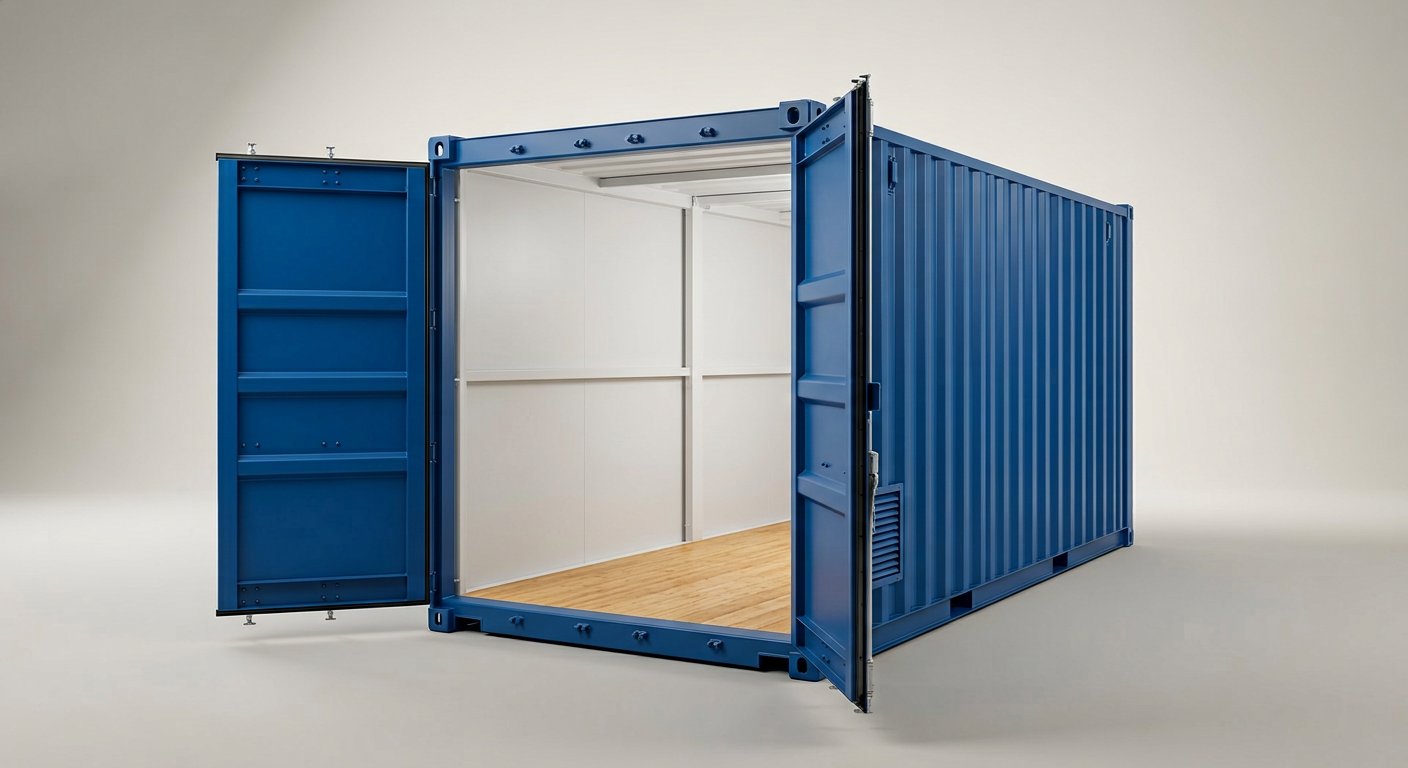 20ft Self Storage Container with Bamboo Floor – Blue (RAL 5010)