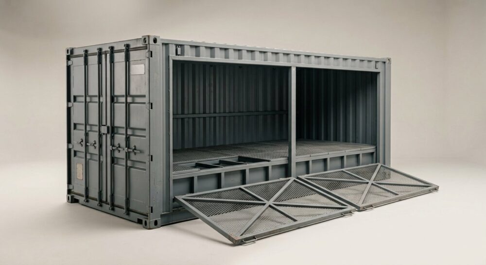 20ft x 8ft Open Side Bunded Store – Open Mesh Floor