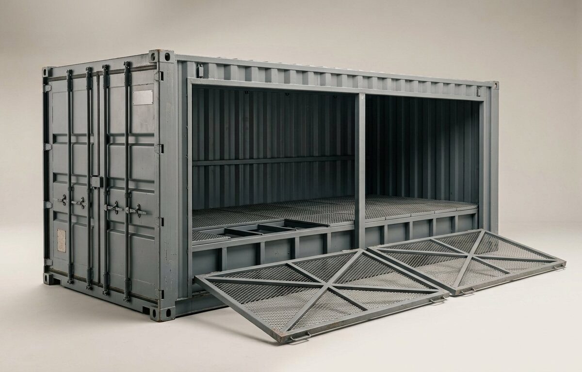 20ft x 8ft Open Side Bunded Store – Open Mesh Floor