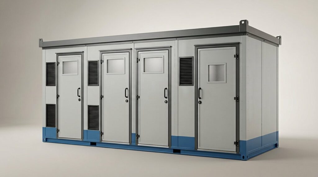 Peta using their 3 1 Steel Toilet Cabin Ablution Block