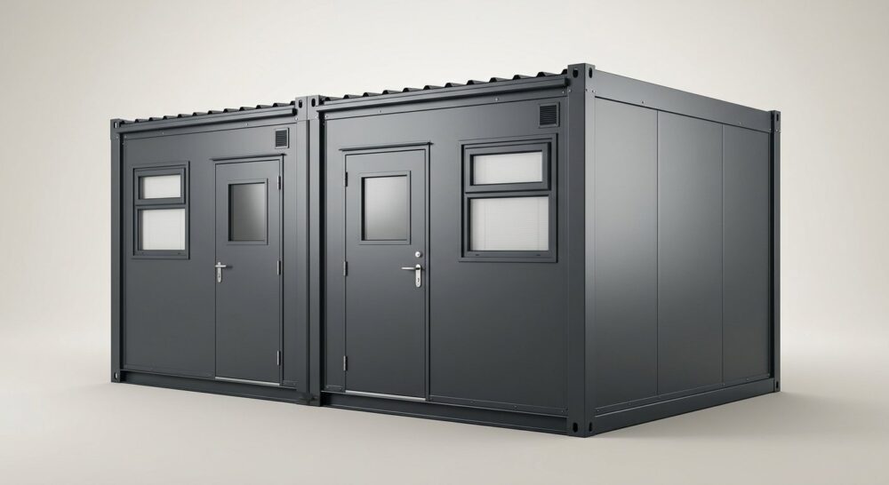 3m x 4.2m Side Linked Flat Pack Container Bundle – Powder Coated