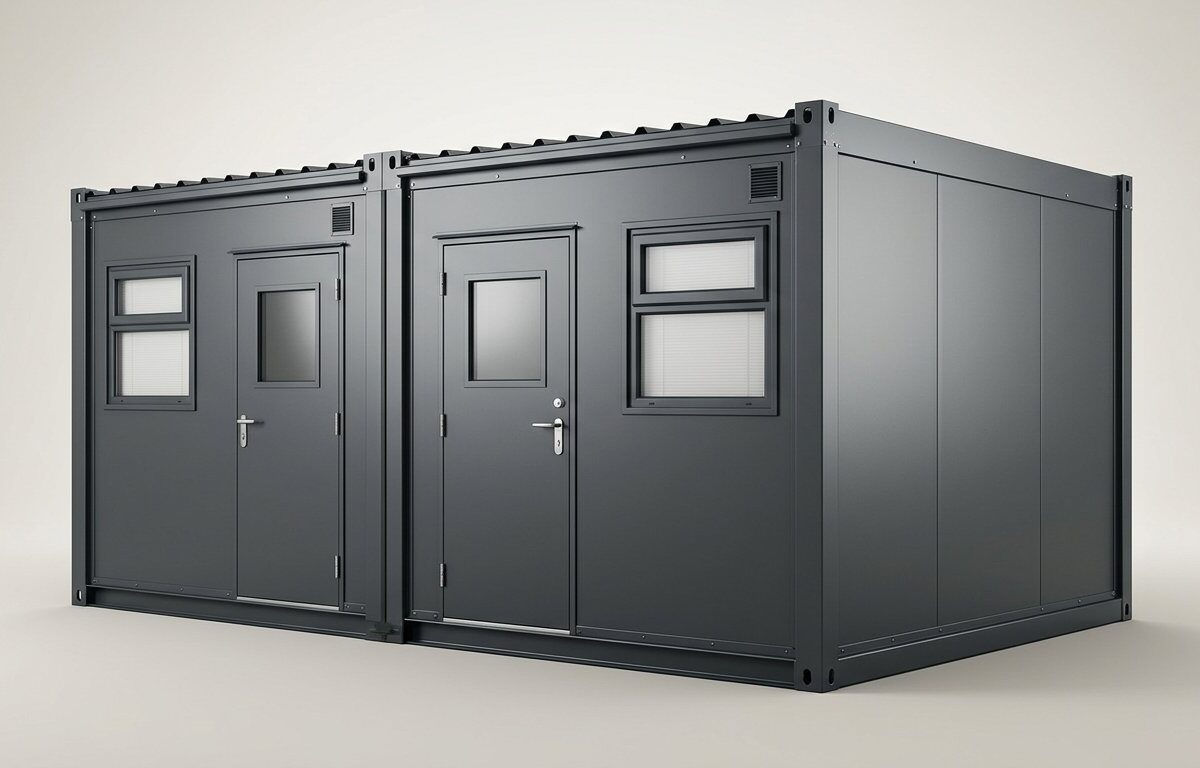 3m x 4.2m Side Linked Flat Pack Container Bundle – Powder Coated