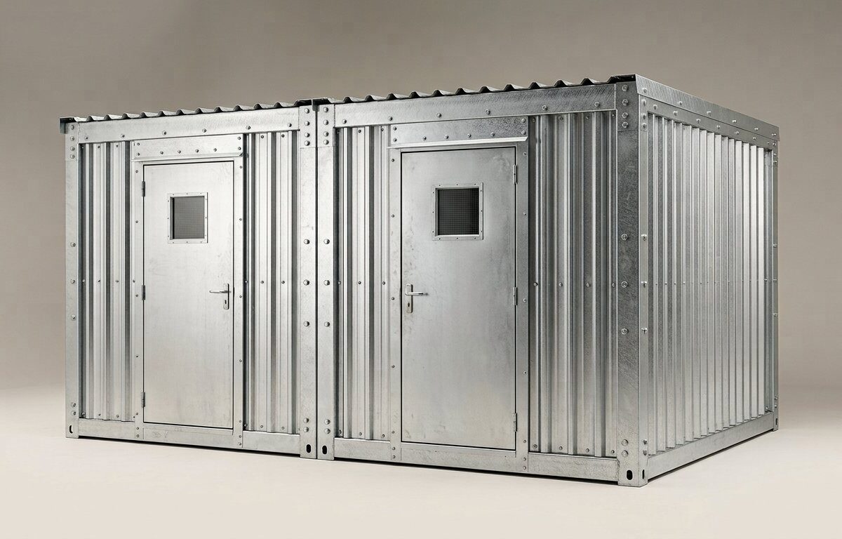 4m x 4.2m Side Linked Flat Pack Container Bundle – Galvanised