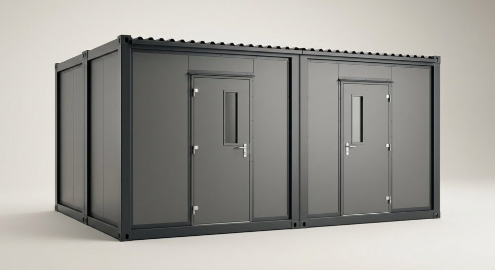 4m x 4.2m Side Linked Flat Pack Container Bundle – Powder Coated