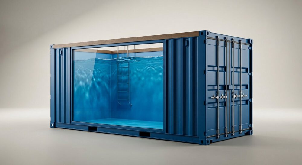6m / 20ft Container Swimming Pool – Caribbean Blue