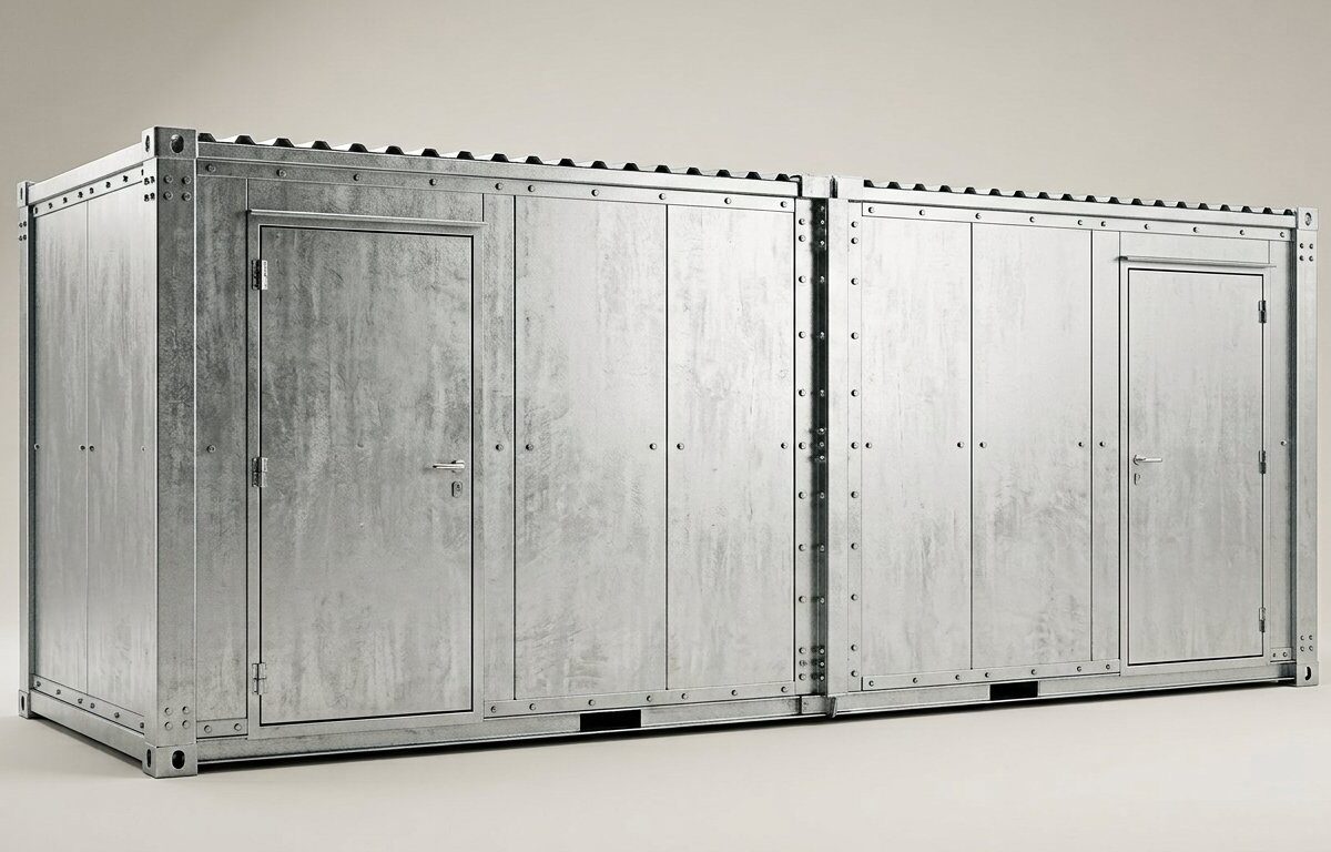 6m x 2.1m End Linked Flat Pack Container Bundle – Galvanised