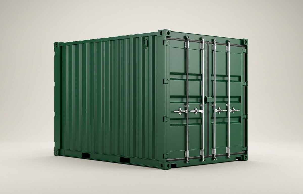 8ft One Trip Shipping Container – Green (RAL 6007)