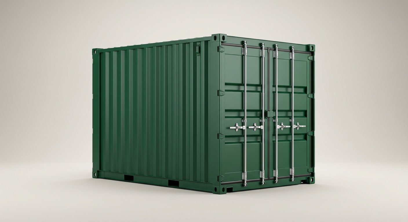 8ft One Trip Shipping Container – Green (RAL 6007)