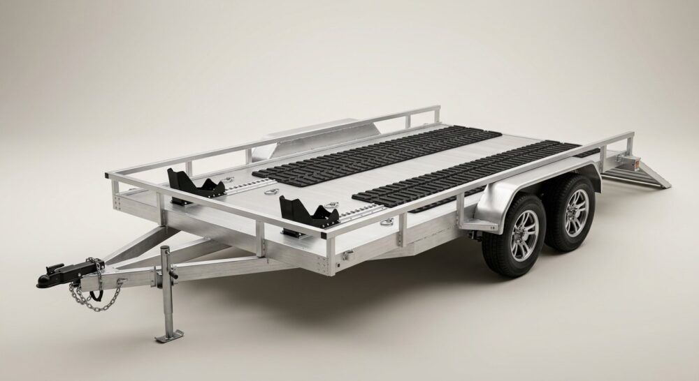 High Country 101in x 12ft Aluminium 2-Place Hybrid ATV Trailer with Track Mats